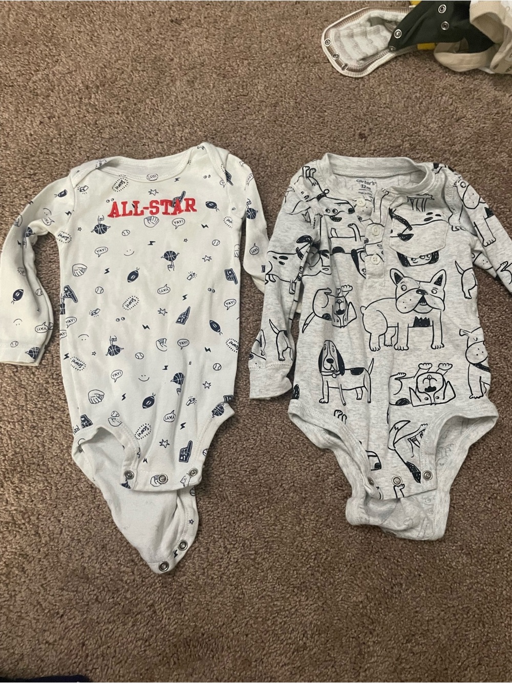 Carter's Long-Sleeve One-Piece Bodysuit Set - White and Gray